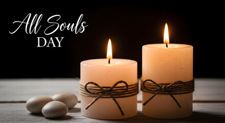 All souls day candles and stones