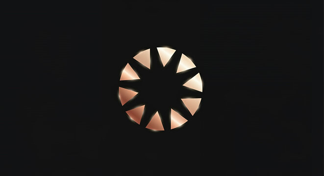 Abstract geometric arrangement of triangular shapes forming a circular pattern against a dark background