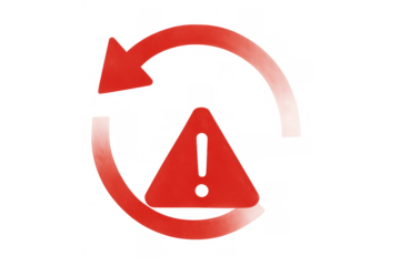 Repeating error icon showing a warning sign inside a circular refresh arrow, indicating a problem or system alert