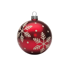 Red christmas ornament with snowflake pattern isolated on transparent background