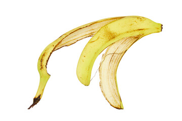 banana peel or banana skin isolated on white or transparent png