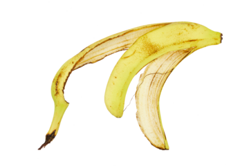 banana peel or banana skin isolated on white or transparent png
