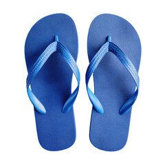 Pair of vibrant blue flip-flops, top view