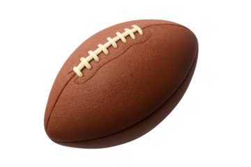 American football brown leather ball for team sports game, playing event, competition, recreation, transparent background
