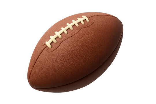 American football brown leather ball for team sports game, playing event, competition, recreation, transparent background