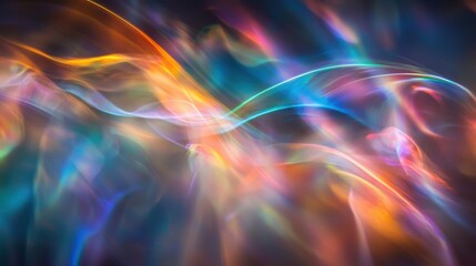 Naklejka premium Diffraction grating spectra abstract flowing light waves rainbow interference patterns optical physics phenomenon scientific visualization prismatic color dispersion