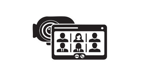 Video conference call icon vector