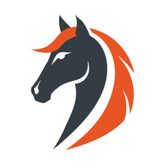 flat color horse head logo elegant minimal