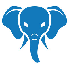 flat color elephant head logo simple strong