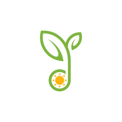 minimalist seed and sun logo design vector with line style