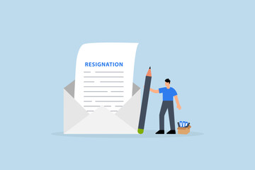Professional write resignation letter to quit job, businessman professional with pen writing resignation email