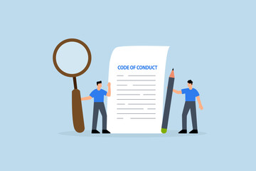 Code of conduct,  businessman writing code of conduct document