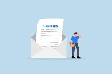 Unemployed businessman walk away from dismissed email with his stuff.