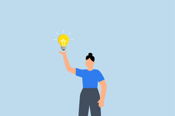 Businesswoman holding lightbulb idea, discover new inspiration