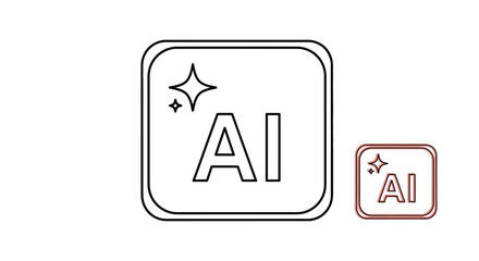 Simple illustration of an ai icon with star sparkles inside frames