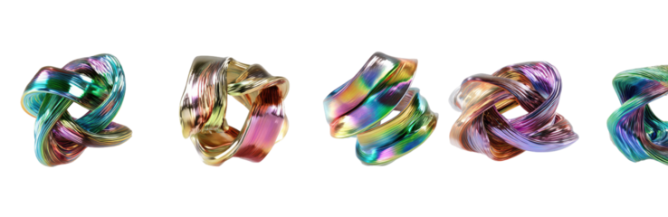 Abstract, swirling, iridescent forms
