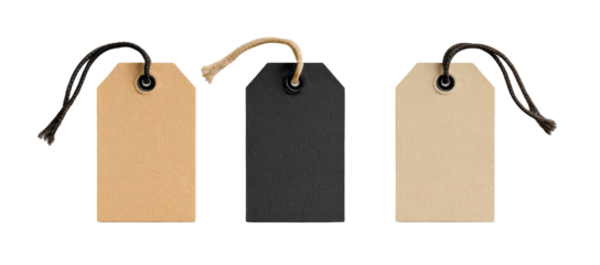 Three blank paper tags with twine