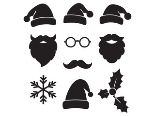 Free Santa Claus Icon Set  Christmas Beard, Hat & Mustache