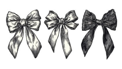 Three grayscale bows, subtly different shades