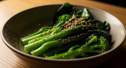 Freshly Steamed Vegetables with Sesame Seeds in a Chic Culinary Presentation