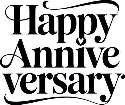 Elegant typography spells out Happy Anniversary with a decorative flourish. - Powered by Adobe