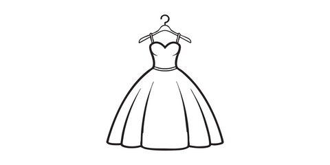 Wedding dress on hanger icon vector