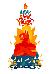 Fire Horse Bodybuilder Vector Illustration