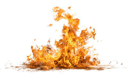 Fiery flames erupting upward against a black background