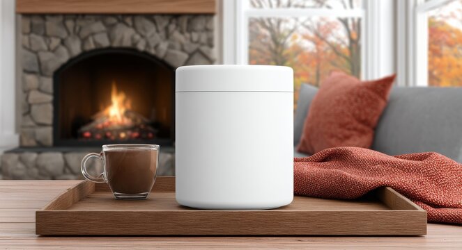 Cozy Coffee Corner’ is a captivating still life that conveys warmth and comfort with elements including a steaming mug of coffee, a rustic wooden tray, and a warm knitted blanket