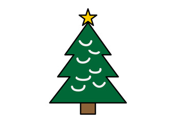 Árbol de navidad simple en fondo blanco