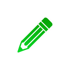 Green Pencil Icon Vector – Minimalist Writing Tool Symbol for UI & Design