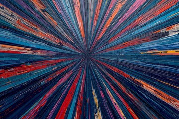 Oil painting with beautiful colorful radial lines, rich impasto texture, and dramatic fine art style.