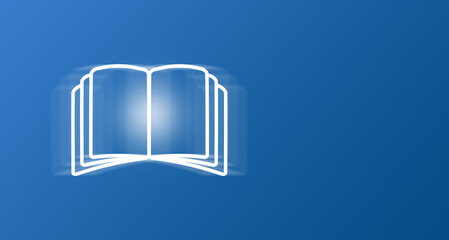 book icon on a blue background with shadow