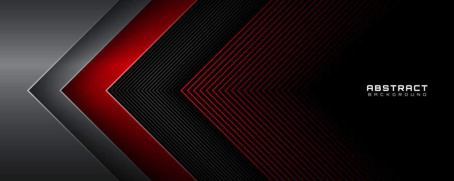 3D red silver lines abstract background overlap layer on dark space with arrows effect decoration. Modern graphic design element stripes style concept for web, art, flyer, card, or brochure cover