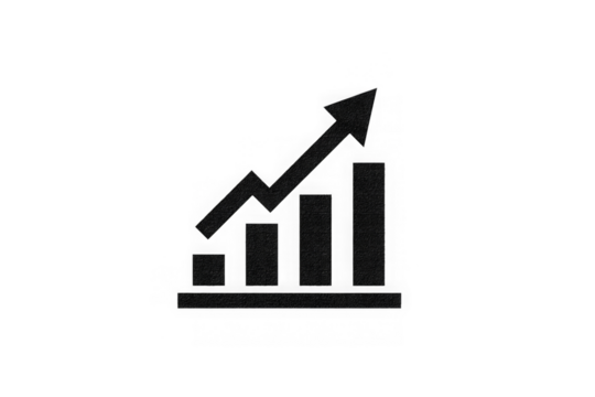 png Growth chart icon simple flat vector design isolated on white background for business and finance presentations - Powered by Adobe