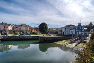 Puerto de Vega town with a blue sky. Navia. Asturias. Spain