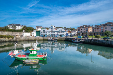 Puerto de Vega town with a blue sky. Navia. Asturias. Spain