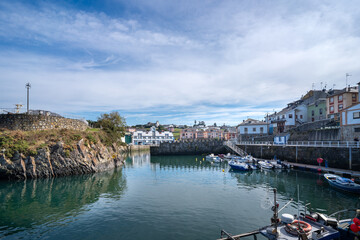 Puerto de Vega town with a blue sky. Navia. Asturias. Spain