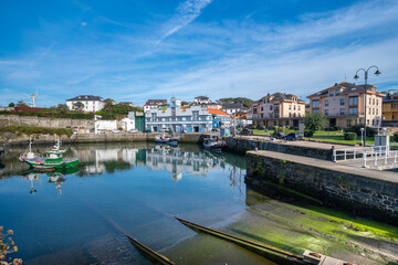 Puerto de Vega town with a blue sky. Navia. Asturias. Spain