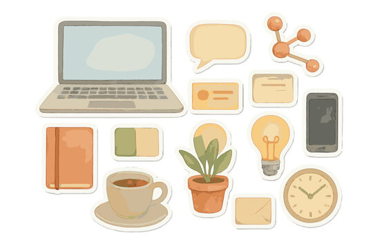 Watercolor Networking Essentials. Online networking essentials. Realistic hand-painted watercolor style