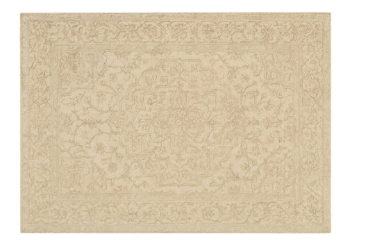 Beige ornate floral pattern persian rug with transparent background