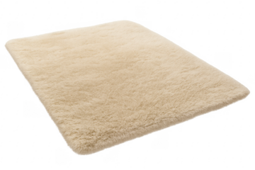 Beige fluffy rug textured surface on transparent background