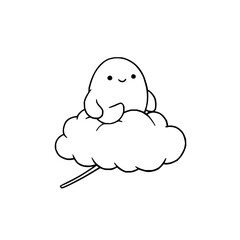Cute cloud drawing illustration kawaii character design for kids coloring page and print vector art