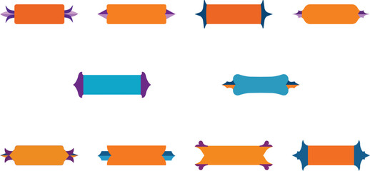 Colorful Ribbon Banner Set in Flat Style for Labels and Badges Design