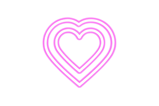 A neon pink heart outline with three layers on a black background for valentine's day design element created with generated ai