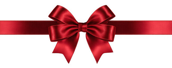 Red Ribbon Bow Realistic shiny satin with shadow horizontal ribbon for decorate your wedding invitation card ,greeting card or gift boxes vector EPS10 isolated on white background.
