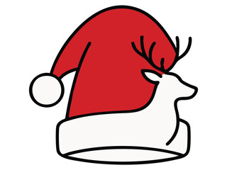 Christmas Reindeer with Santa Hat  Minimal Holiday Vector Art