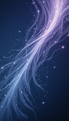 Abstract Glowing Swirls of Light and Sparkles on a Dark Blue Background