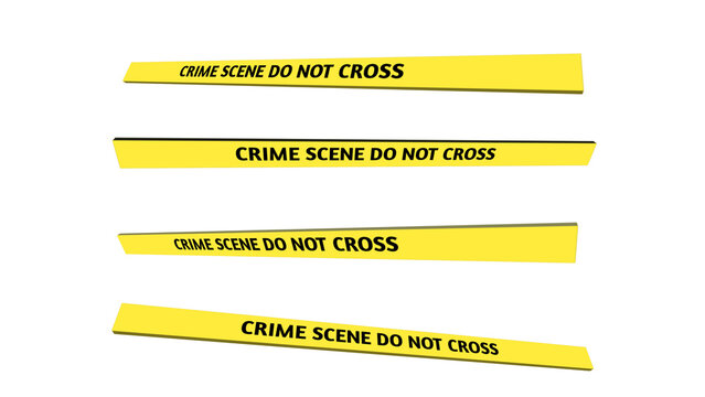 Set of 3D warning tape with yellow color icon. Crime scene, do not cross, tape border ribbon. Isolated on transparent background. Vector illustration. PNG file
