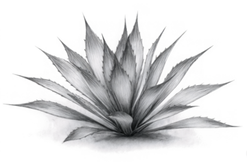 png Detailed agave plant illustration botanical drawing with spiky leaves isolated on white background